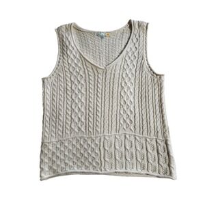C&C California Cableknit Sweater Vest Womens‎ Medium Ivory Collegiate Preppy